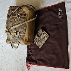 Coach signature tote wallet and dust bag